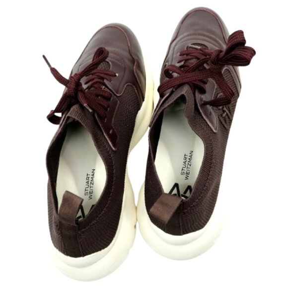 STUART WEITZMAN~5050 Sneaker~WOMENS BURGUNDY LEATHER SHOES Made In Italy SZ 12 - Picture 7 of 8